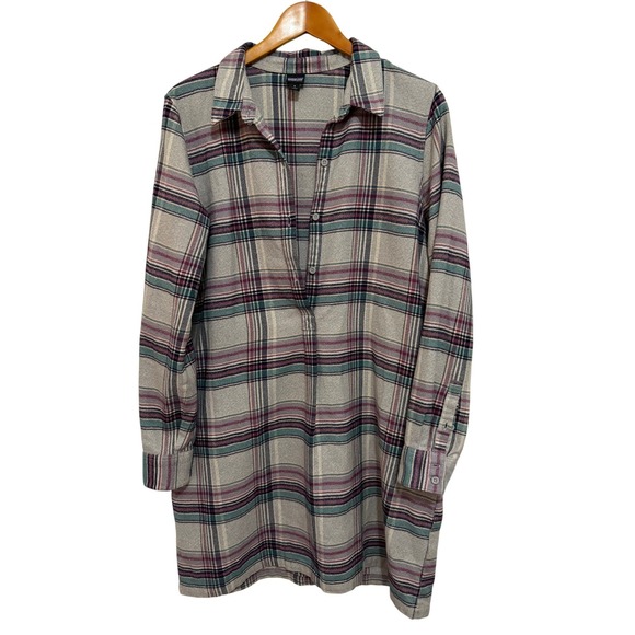 Patagonia Dresses & Skirts - Patagonia Women Plaid Flannel Dress M Grey Organic Cotton Gorpcore Tunic Dress